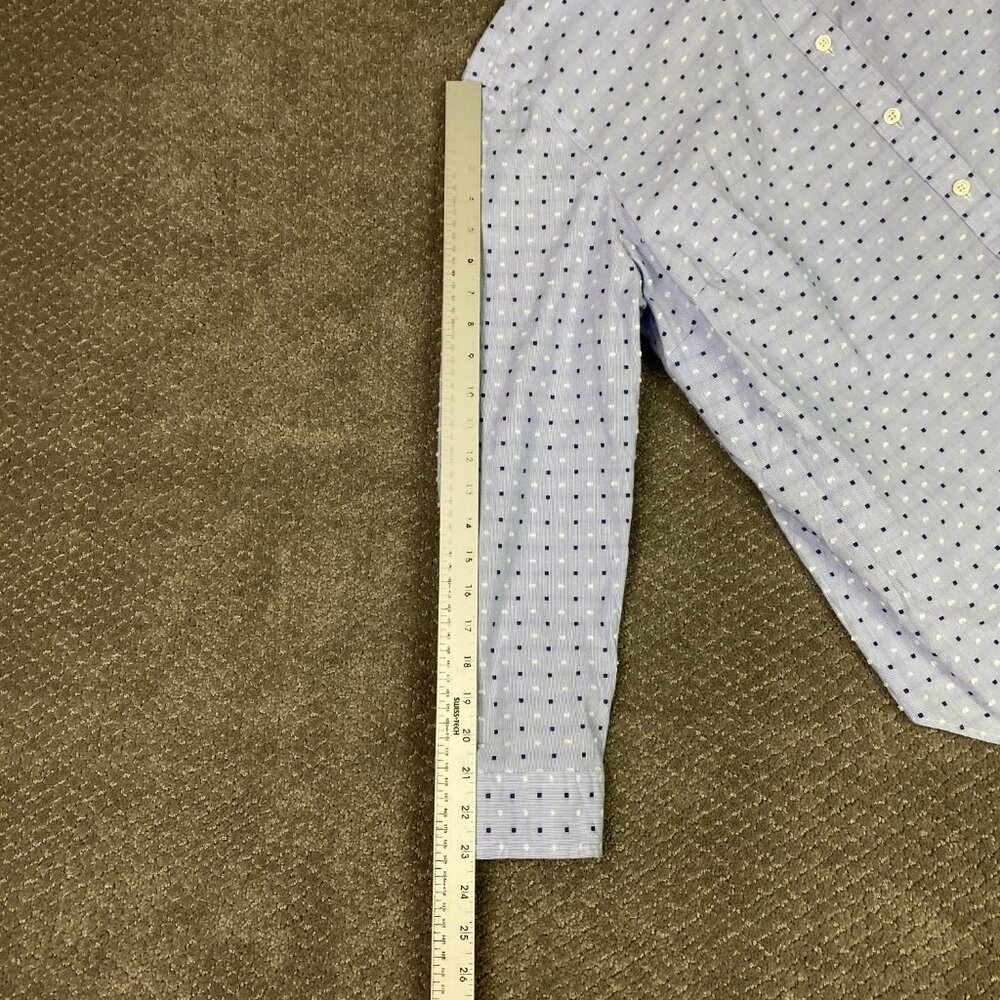 Talbots Plus Shirt Women's 1X Blue White Button Front Polka Dot Embroidered - Picture 13 of 14